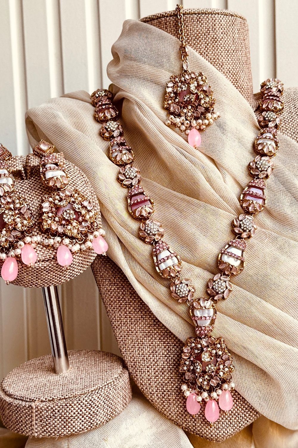 Pink Stone Work Jewellery Set Online in Dubai UAE Abudhabi Ajman Sharjah