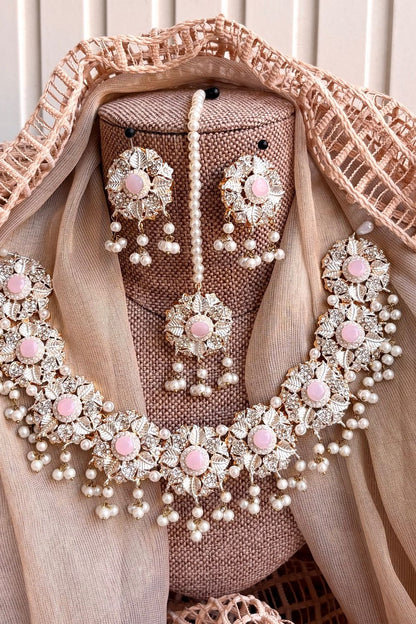 Pink Stone Work Necklace Set Online in Dubai UAE Abudhabi Ajman Sharjah