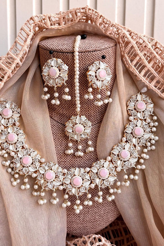 Pink Stone Work Necklace Set Online in Dubai UAE Abudhabi Ajman Sharjah