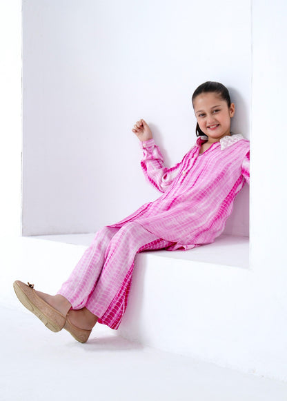 Pink Tie Dye Raw Silk Kurta Pajama Online in Sri Lanka India Australia