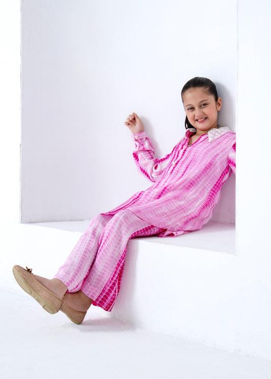Pink Tie Dye Raw Silk Kurta Pajama Online in Sri Lanka India Australia
