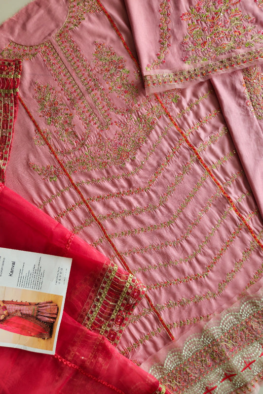 Pink Embroidered Lawn Suit