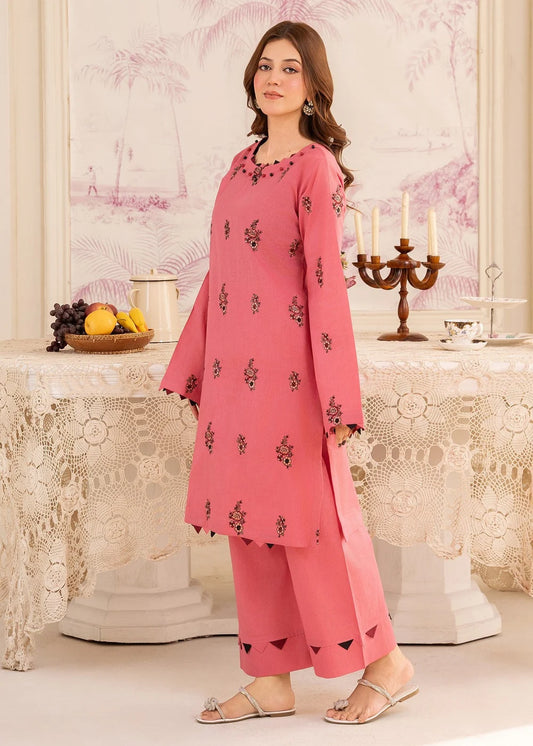 Pink Embroidered Cotton Kurta Set