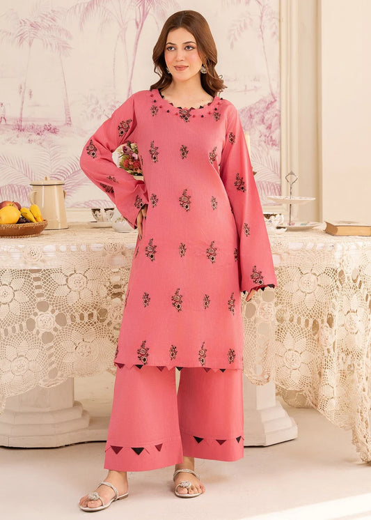Pink Embroidered Cotton Kurta Set