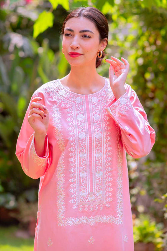 Pink Kandhari Embroidered Kurta