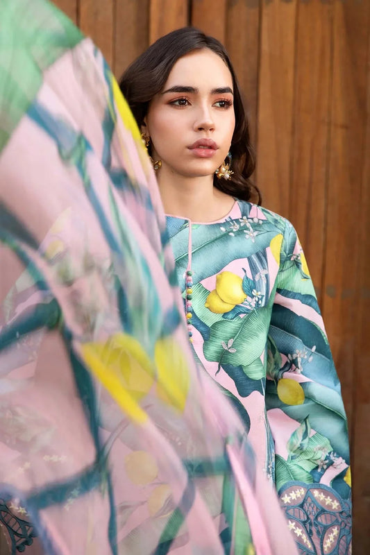 Pink Pure Lawn Printed Suit with Chiffon Dupatta