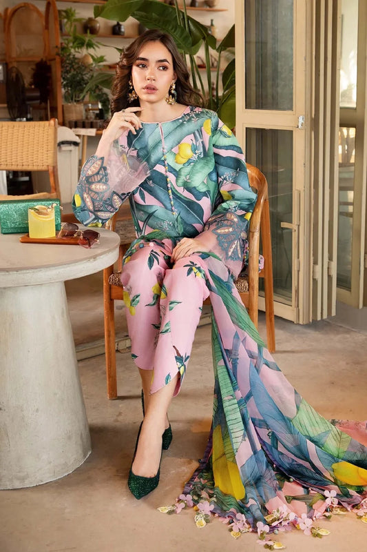 Pink Pure Lawn Printed Suit with Chiffon Dupatta