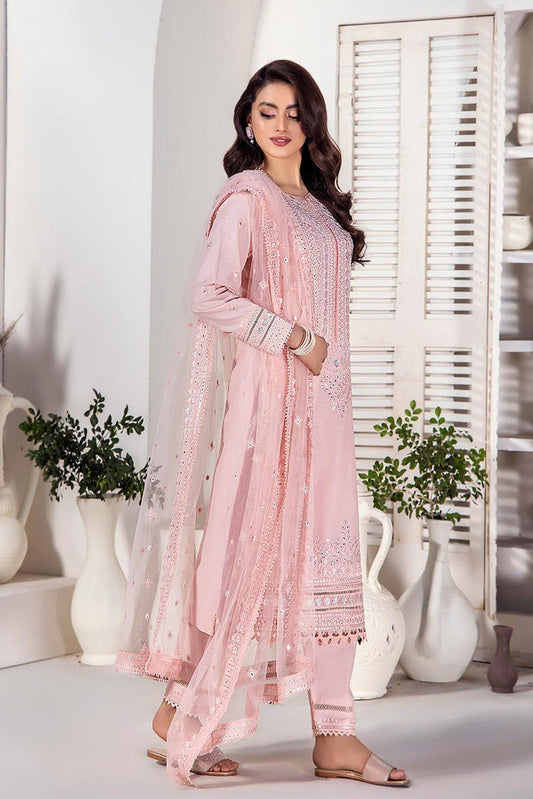 Pink Hand Embroidered Pure Cotton Chikankari Suit