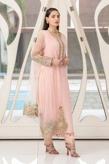 Pink Hand Embroidered Suit with Embellishments