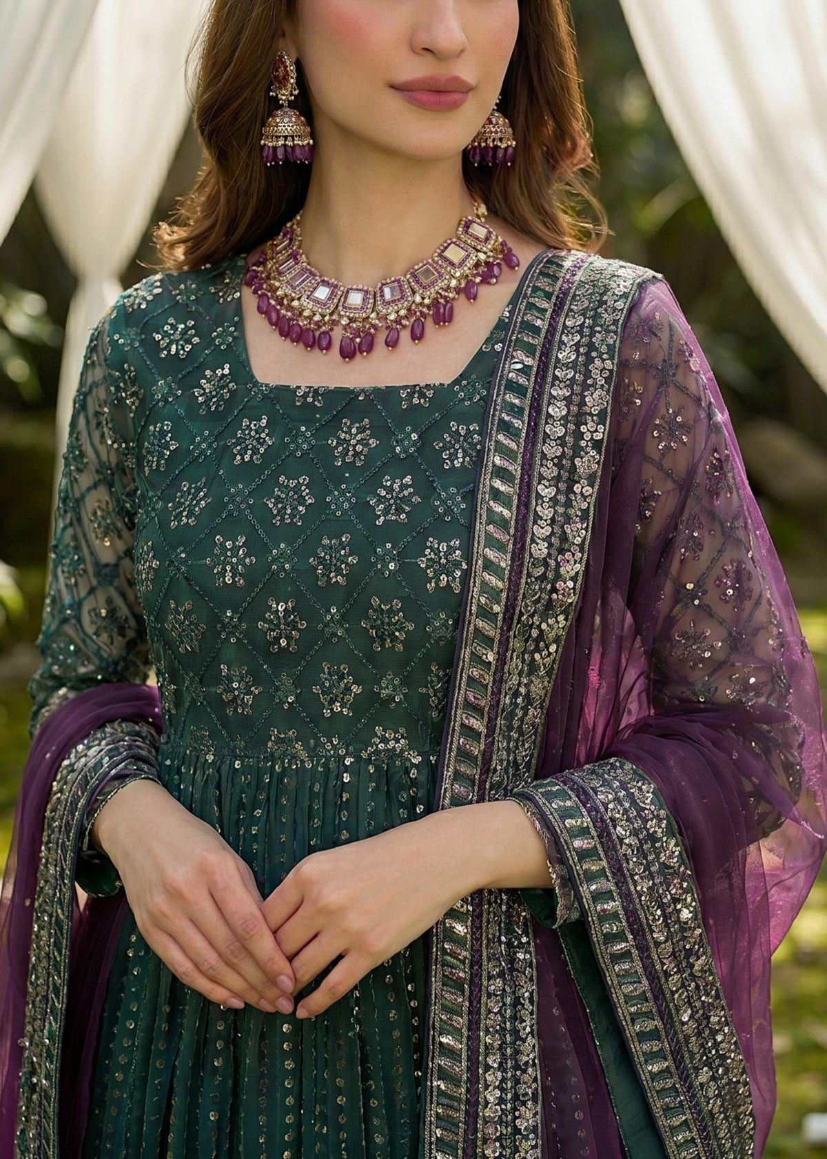 Ladies Green Net Embroidered Suit Online in Sri Lanka India Australia