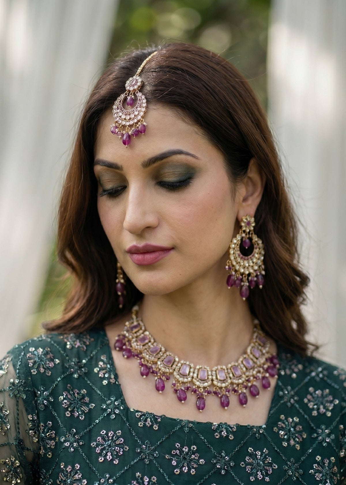 Pakistani Green Net Embroidered Pishwas Online in KSA Riyadh Saudi Arabia Oman Bahrain Qatar