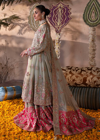 Pistachio Green Chiffon Three Piece Suit Online in Dubai DXB UAE Abudhabi Meena Bazaar
