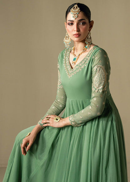 Pistachio Green Designer Chiffon Suit Online in Dubai UAE Abudhabi Ajman Sharjah
