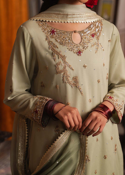 Pistachio Green Embroidered Chiffon Pakistani Suit Online in Dubai DXB UAE Abudhabi Meena Bazaar