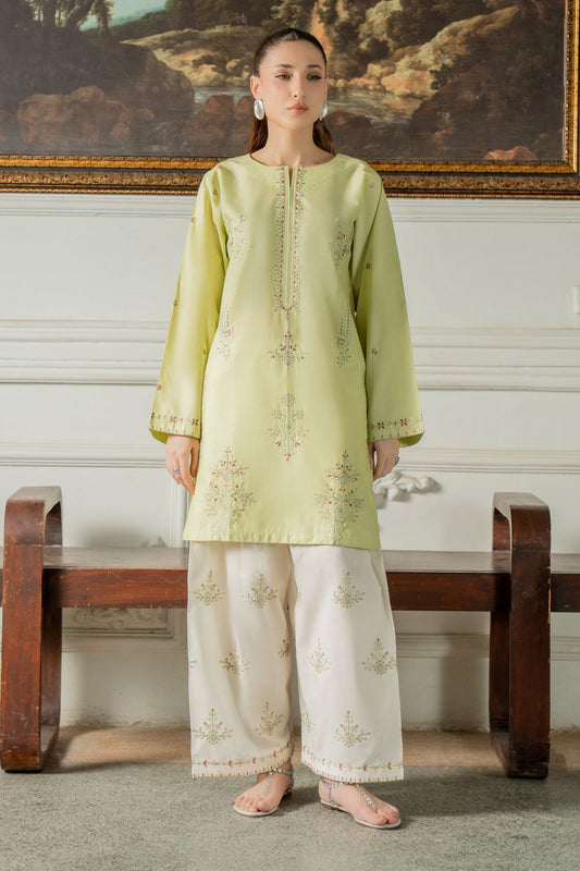 Pistachio Green Embroidered Cotton Kurta Shalwar Online in Dubai UAE Abudhabi Ajman Sharjah