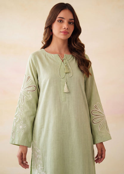 Pistachio Green Embroidered Khaddar Kurta Set Online in UK USA Canada