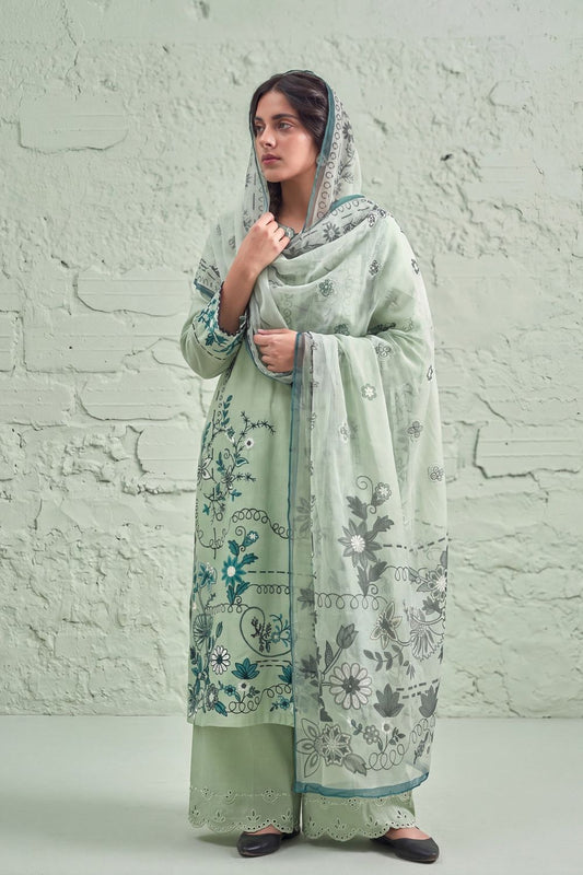 Pistachio Green Embroidered Lawn Salwar Suit Online in Dubai UAE Abudhabi Ajman Sharjah