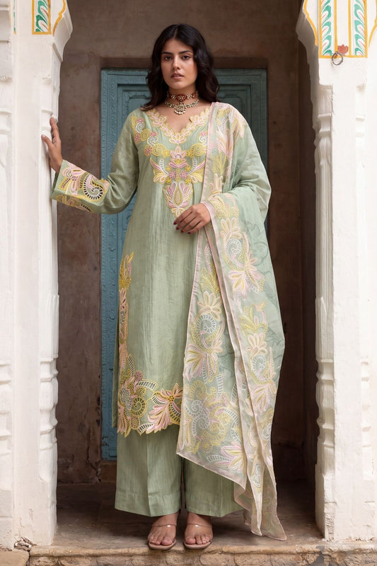 Pistachio Green Embroidered Lawn Suit Online in Dubai UAE Abudhabi Ajman Sharjah