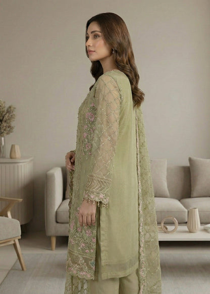 Pistachio Green Embroidered Organza Kurta Suit Online in Dubai DXB UAE Abudhabi Meena Bazaar
