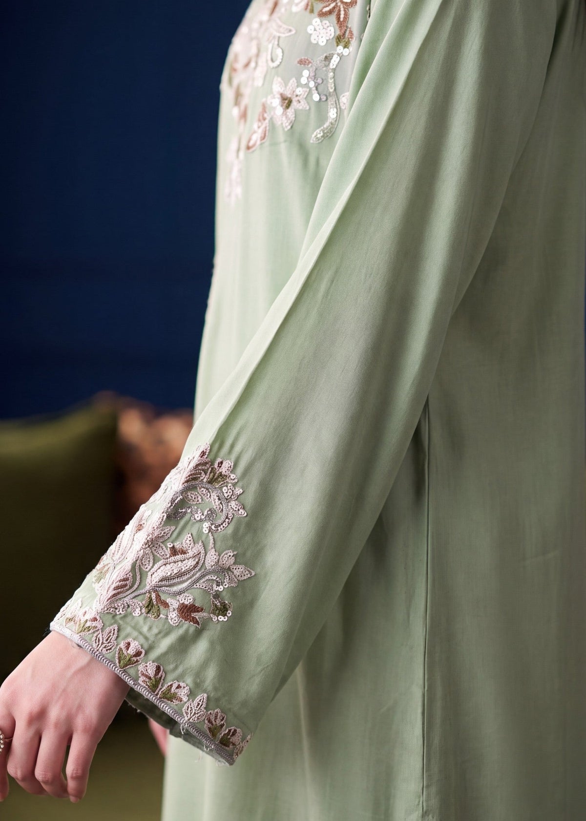 Pistachio Green Linen Kaftan Online in Sri Lanka India Australia