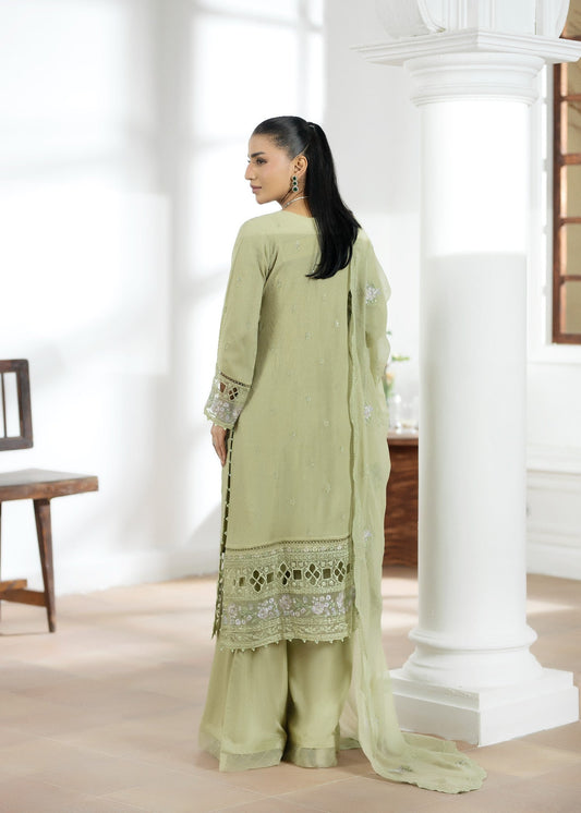Pistachio Green Luxury Chiffon Suit Online in Dubai DXB UAE Abudhabi Meena Bazaar