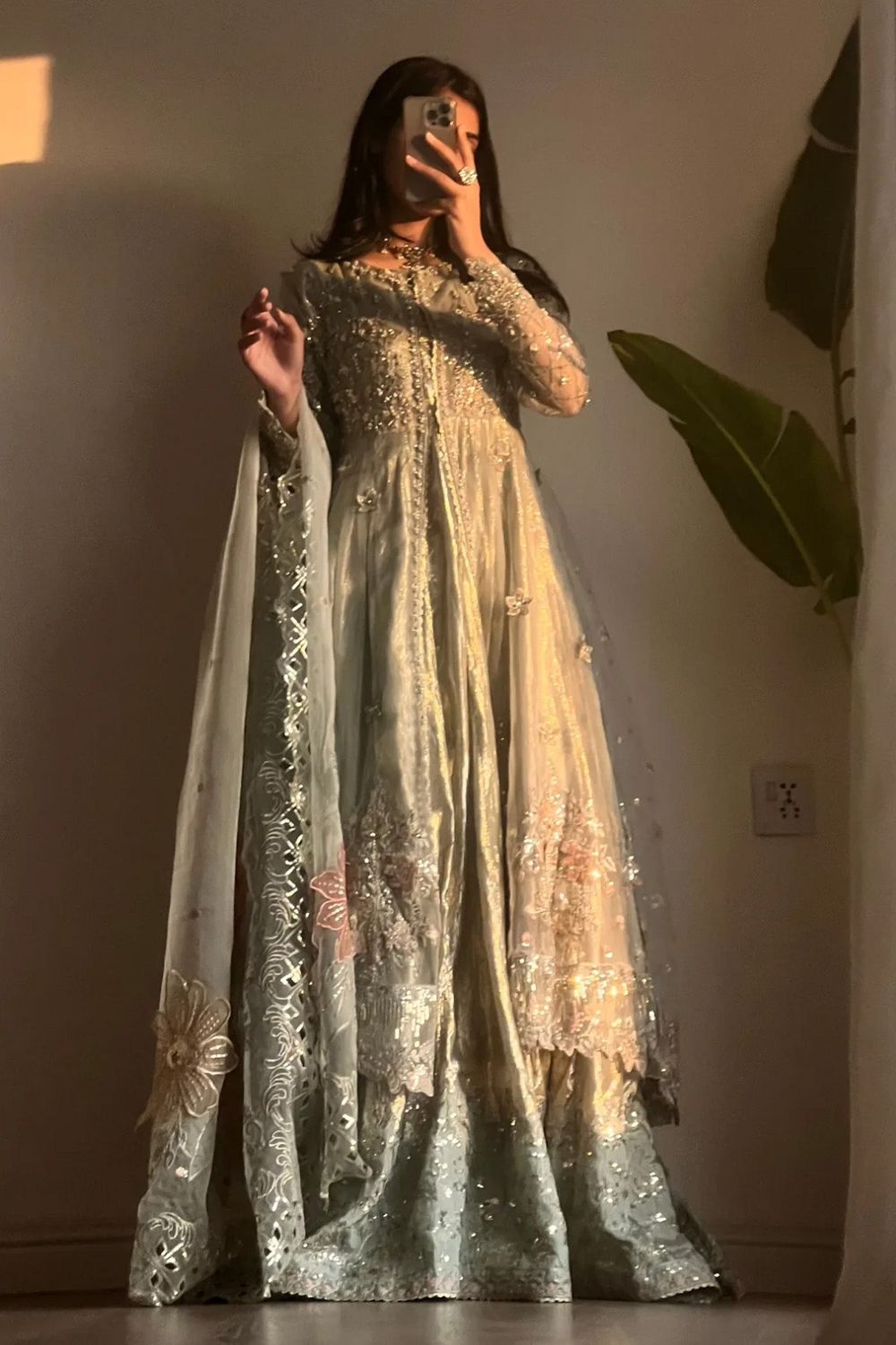 Pistachio Green Organza Wedding Guest Maxi Online in Dubai UAE Abudhabi Ajman Sharjah