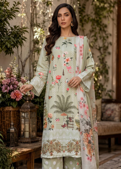 Pistachio Green Poly Lawn Unstitched Suit Online in Sri Lanka India Australia