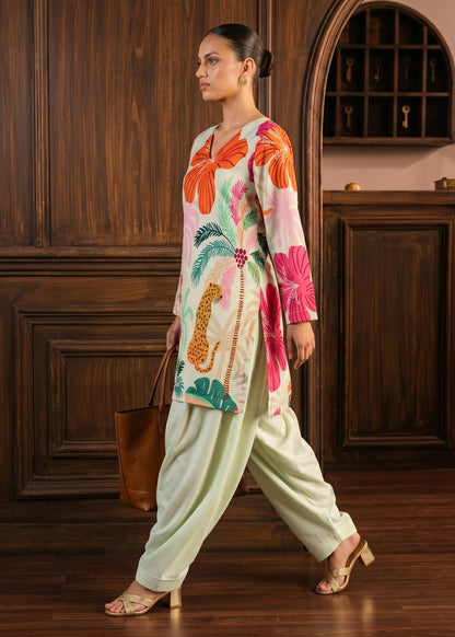 Pistachio Green Printed Poly Lawn Kurta Set Online in Dubai DXB UAE Abudhabi Meena Bazaar