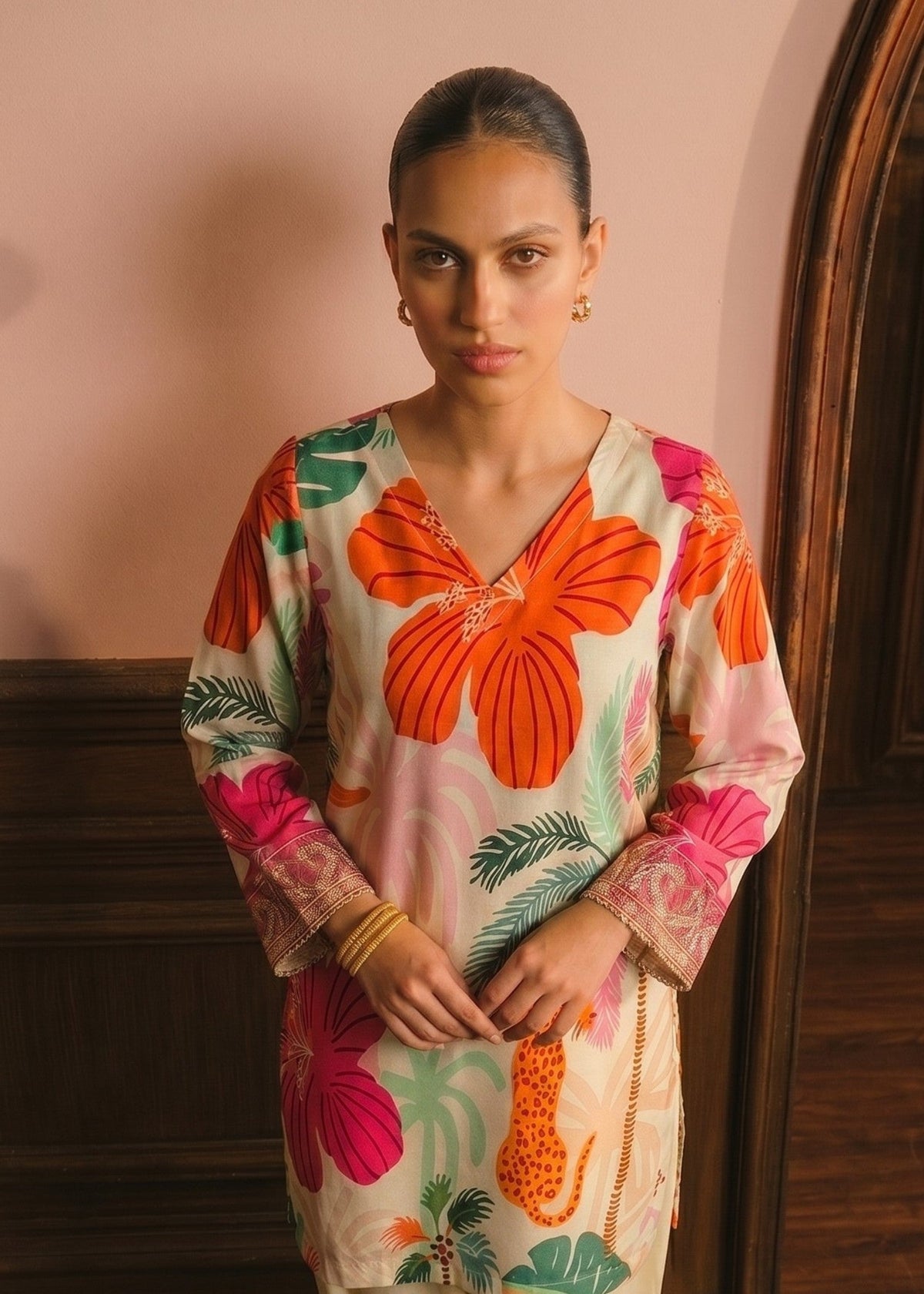 Pistachio Green Printed Poly Lawn Kurta Set Online in Sri Lanka India Australia