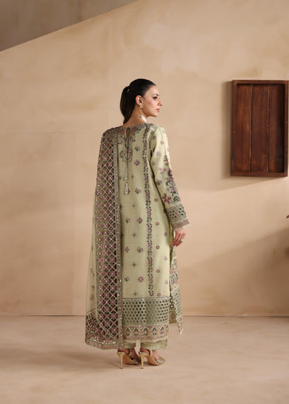 Pistachio Green Raw Silk Trouser Suit Online in Dubai UAE Abudhabi Ajman Sharjah