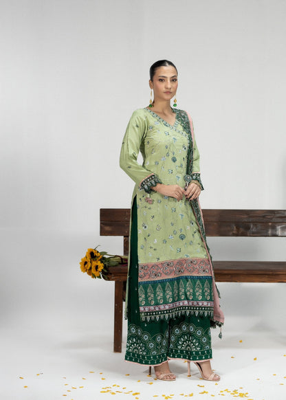 Pistachio Green Silk Embroidered 3 Piece Dress Online in Sri Lanka India Australia