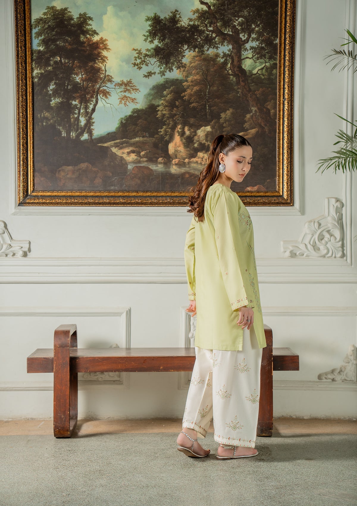 Pistachio Green Straight Kurta with Shalwar Online in UK USA Canada