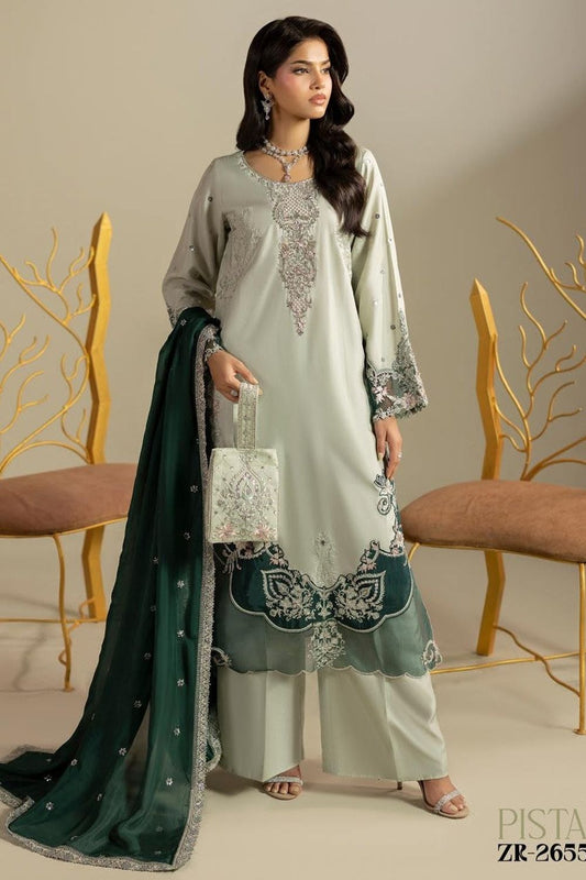 Pistachio Hand Embellished Raw Silk Pakistani Suit Online in Dubai UAE Abudhabi Ajman Sharjah