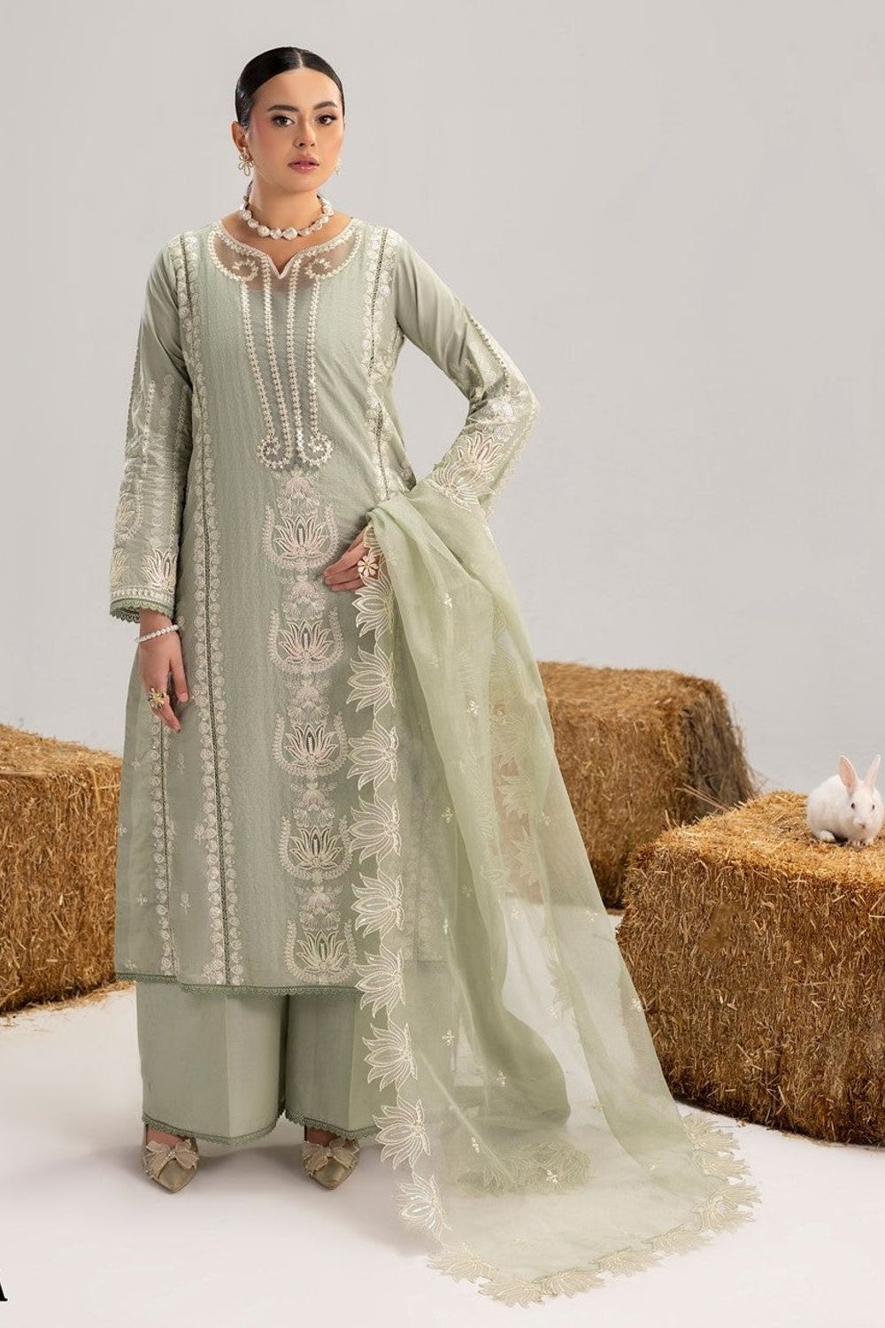 Pistachio Lawn Cotton Ready to Wear Suit Online in Dubai UAE Abudhabi Ajman Sharjah