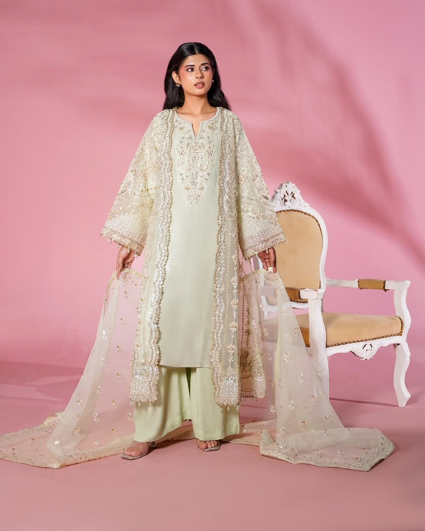 Pistachio Organza Ready to Wear Pakistani Suit Online in Sri Lanka India Australia
