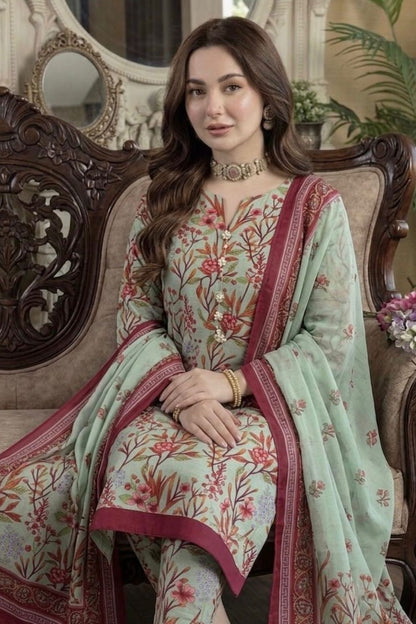 Pistachio Printed Lawn Formal Wear Suit Online in Dubai UAE Abudhabi Ajman Sharjah