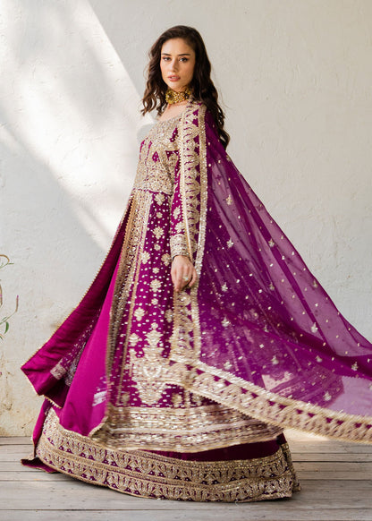 Plum Chiffon Embroidered Partywear Suit Online in Dubai UAE Abudhabi Ajman Sharjah