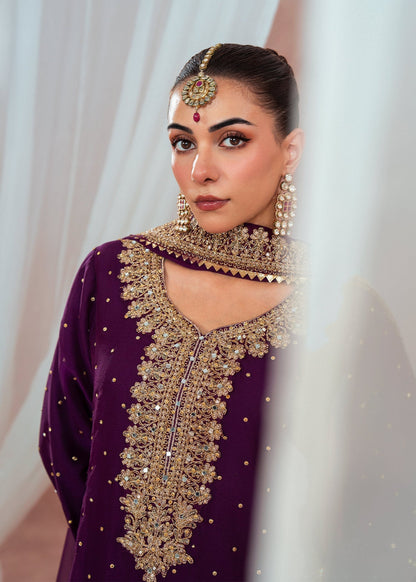 Plum Chiffon Kurta Dupatta Set Online in Dubai DXB UAE Abudhabi Meena Bazaar