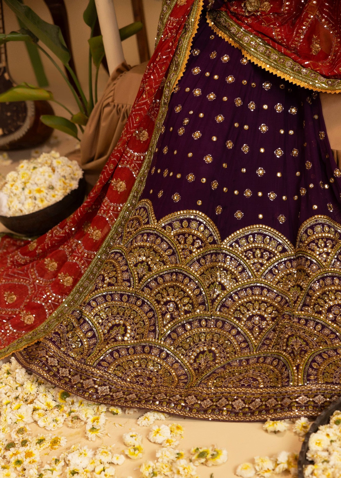 Plum Purple Embellished Chiffon Formal Suit Online in Dubai UAE Abudhabi Ajman Sharjah