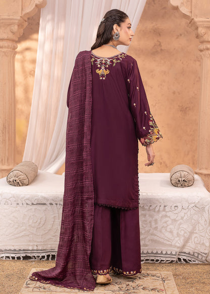 Plum Viscose Embroidered Designer Salwar Suit Online in Sri Lanka India Australia
