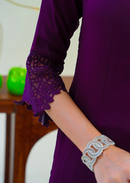 Plum Purple Chiffon Partywear Suit with Chikankari Embroidered Dupatta