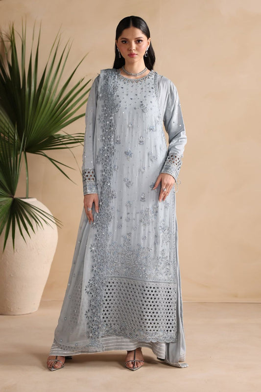 Powder Blue Embroidered Chiffon Salwar Kameez Online in Dubai UAE Abudhabi Ajman Sharjah