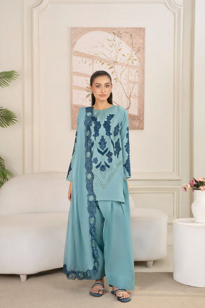 Powder Blue Embroidered Cotton Shalwar Kameez Online in Dubai UAE Abudhabi Ajman Sharjah