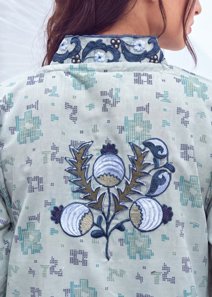Powder Blue Khaddar Kaftan Stitched Online in Dubai DXB UAE Abudhabi Meena Bazaar