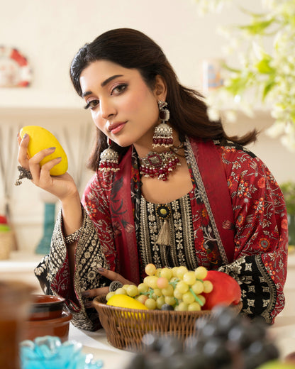 Premium Crimson Embroidered Lawn Shalwar Kameez Online in Dubai DXB UAE Abudhabi Meena Bazaar