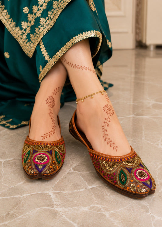 Premium Ladies Khussa with Floral Embroidery Online in KSA Riyadh Saudi Arabia Oman Bahrain Qatar