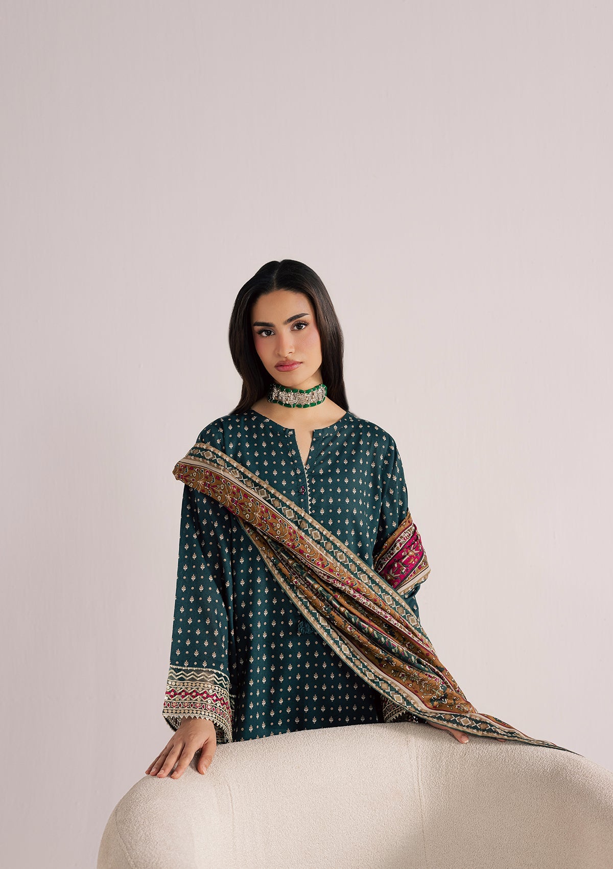 Premium Lawn Kurta Set Forest Green Online in Dubai UAE Abudhabi Ajman Sharjah