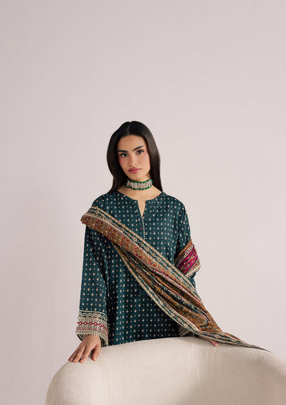 Premium Lawn Kurta Set Forest Green Online in Dubai UAE Abudhabi Ajman Sharjah