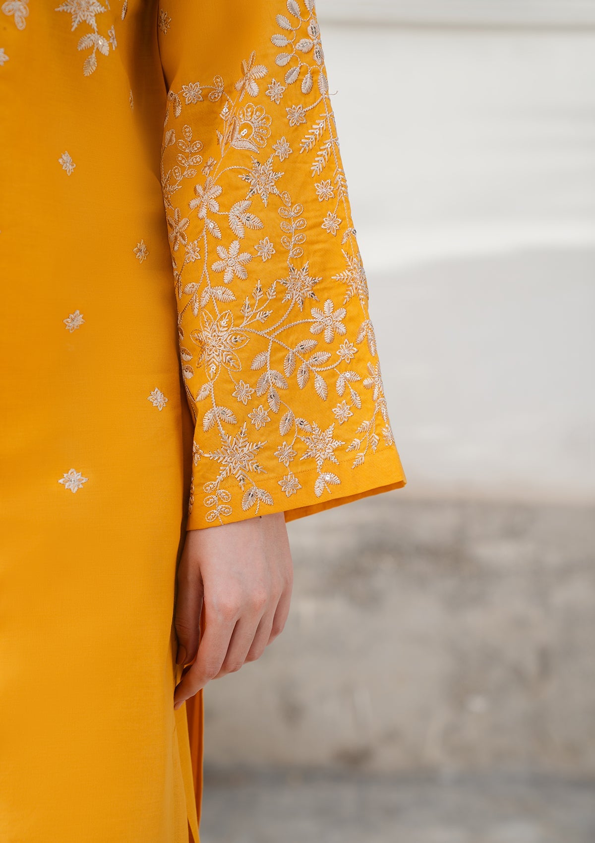 Premium Mustard Cotton Embroidered 2PC Salwar Kameez Online in Sri Lanka India Australia