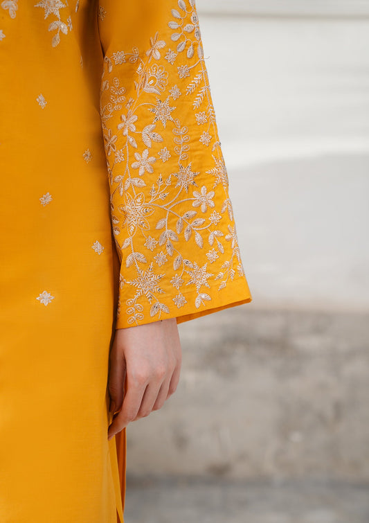 Premium Mustard Cotton Embroidered 2PC Salwar Kameez Online in Sri Lanka India Australia
